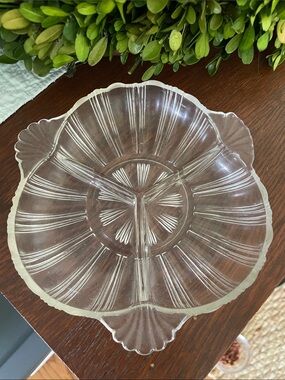 Clear Glass Divided Serving Dish - hazel atlas relish dish